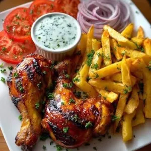 Grilled Chicken with Brawn Sauce & French Frice