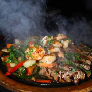 Sizzling prawn fajita